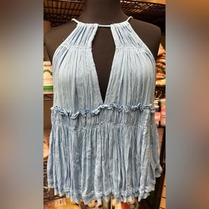 Altar’d State pretty blue flowy summer shirt size L!